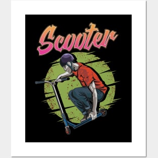 Funny Scooter Kid Riding Tricks Obsessed Posters and Art